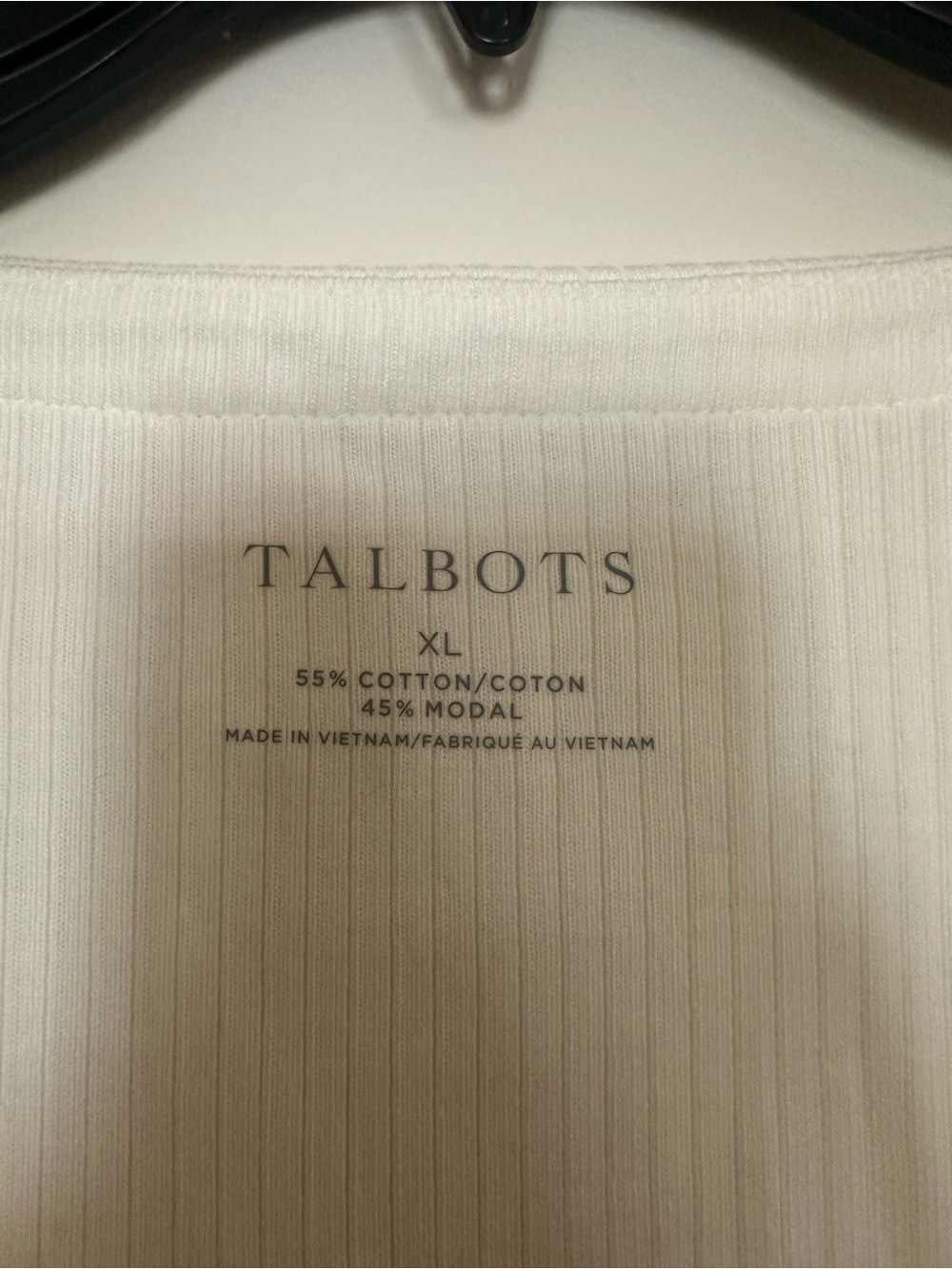 Talbots Cream Tie-Front Ribbed Top - Picture 3 of 3